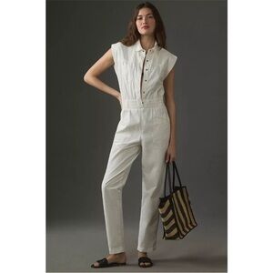 Pistola Rosie White Twill Normcore Jumpsuit Size small nwt